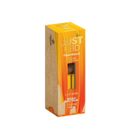 JustCBD CBD Distillate Vape Cartridge comes in 3 flavors: Sour Diesel, Pineapple Express and Northern Light.