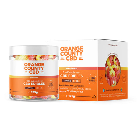 Orange County CBD Peach Rings is the juiciest CBD gummies out there.
