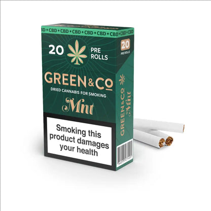 Green&Co dried cannabis for smoking in mint flavour.