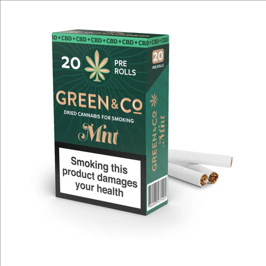 Green&Co dried cannabis for smoking in mint flavour.