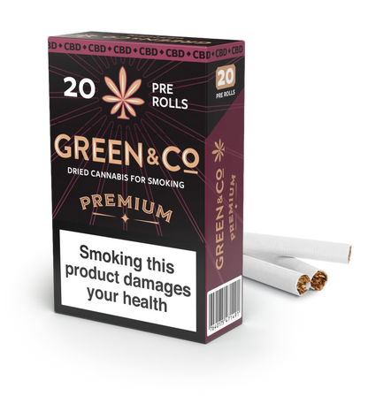 Green&CO CBD pre-roll cigarette with premium flavour.